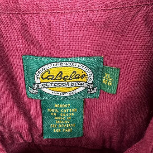 Cabela's Long Sleeve Button Down Shirt Mens XL Red Burgundy - Picture 9 of 12